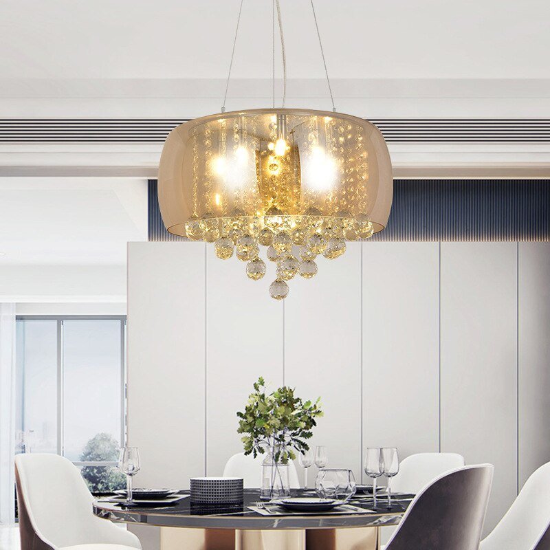 Modern Round Horseshoe Glass Pendent Light For Dining Kitchen Bar Cafe Home Decor Hanging Light Crystal Chandelier Pendant Lamp 2