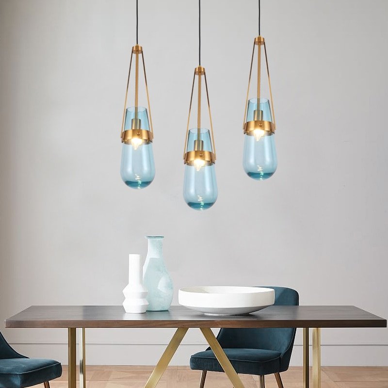 Water Drop Pendant Lights Designer Blue/Grey Glass Hanging Lamp Restaurant Dinning Room Bedside Lamp Home Decor LED Lighting 1