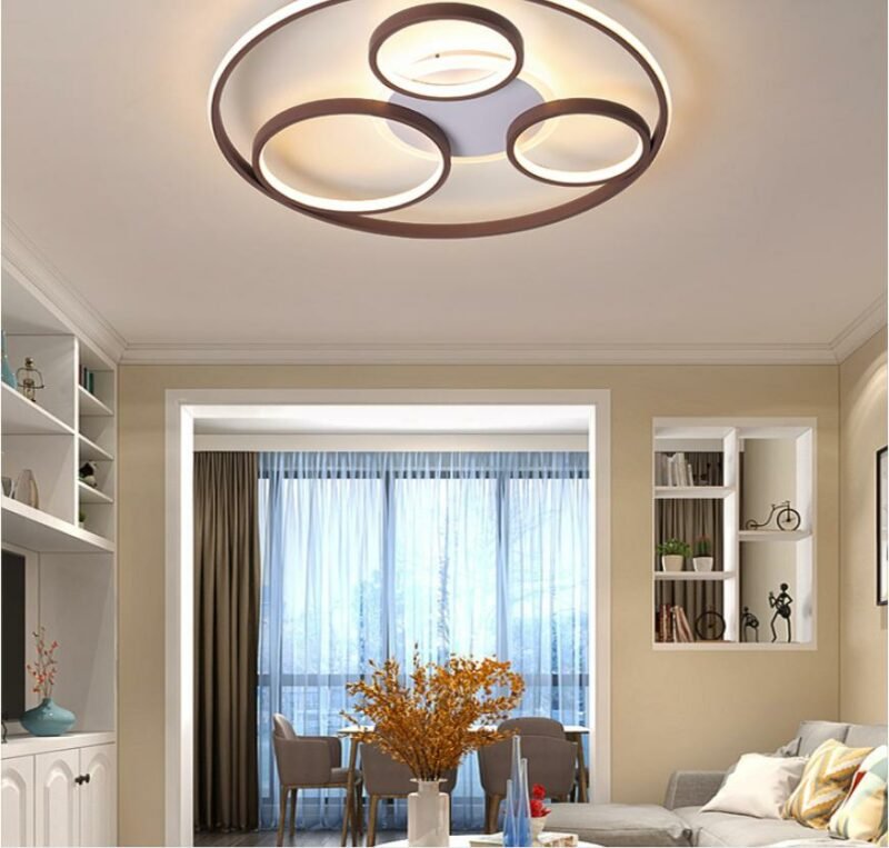 New Ultra thin round led  Ceiling Light for Living Room bedroom living room study acrylic brown ceiling lamp 5