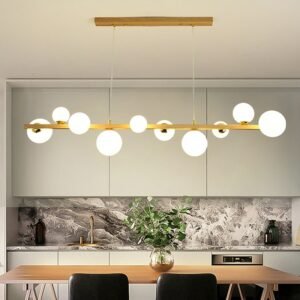 Glass Ball Chandelier Wood Pendant Lamp For Ceiling Dining Living Room Bedroom Hanging Light Modern Ceiling Chandeliers Fixture 1