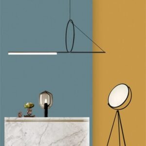 Modern Led Pendant Light Dinging Room Table Lights Black Iron Line Strip Hanging Lamp For Living Room Luminaria 1