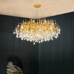 Modern Luxury Crystal Chandelier Pendant Light Water Drops Gold Silver Round Oval Dining Living Room Villa decor Hanging lamp 1