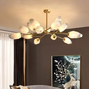 Modern copper living room chandelier Nordic atmosphere bedroom dining room  luxury crystal molecular ceiling chandelier Lighting 1
