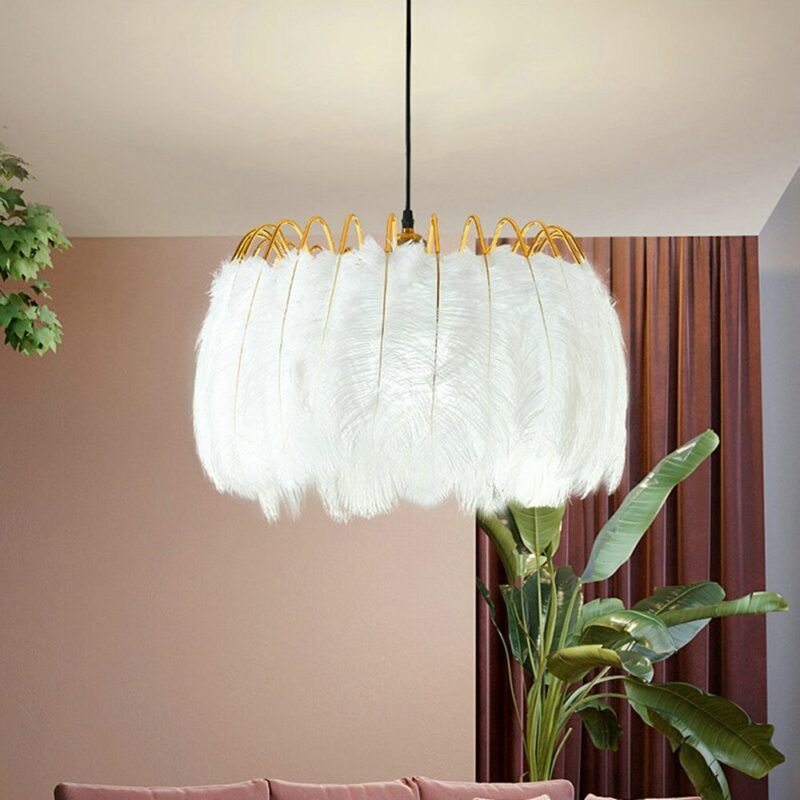 Modern Nordic pendant lamps design Romantics Wedding Bedroom simple lights E27 dining room loft Home kids Feather Pendant Lamp 5