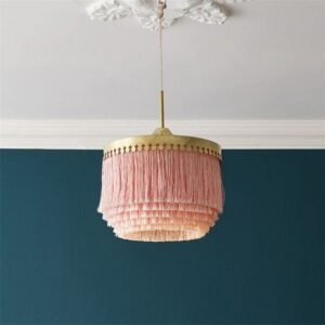 Fringe Pendant lamp Post-modern Pink Cotton Line Lights Princess Room Decorative Art creative lamp Restaurant girl pendant light 1