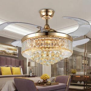 New Luxury 42 inch Crystal Living Room Ceiling Fan With Light 3 PCS Blade Support Remote Controller Chandelier Pendant Light 1