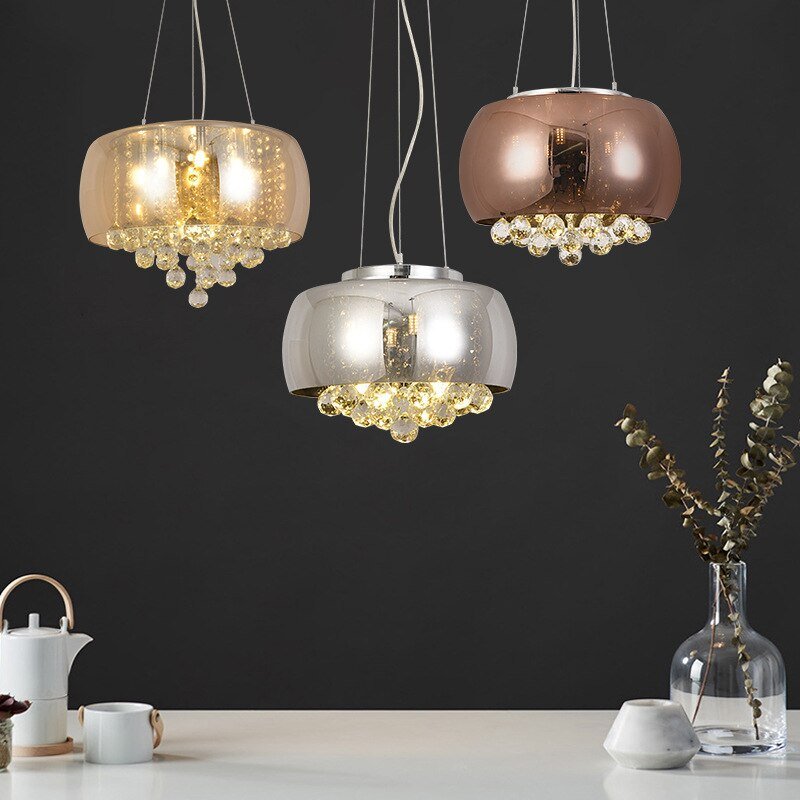 Modern Round Horseshoe Glass Pendent Light For Dining Kitchen Bar Cafe Home Decor Hanging Light Crystal Chandelier Pendant Lamp 1