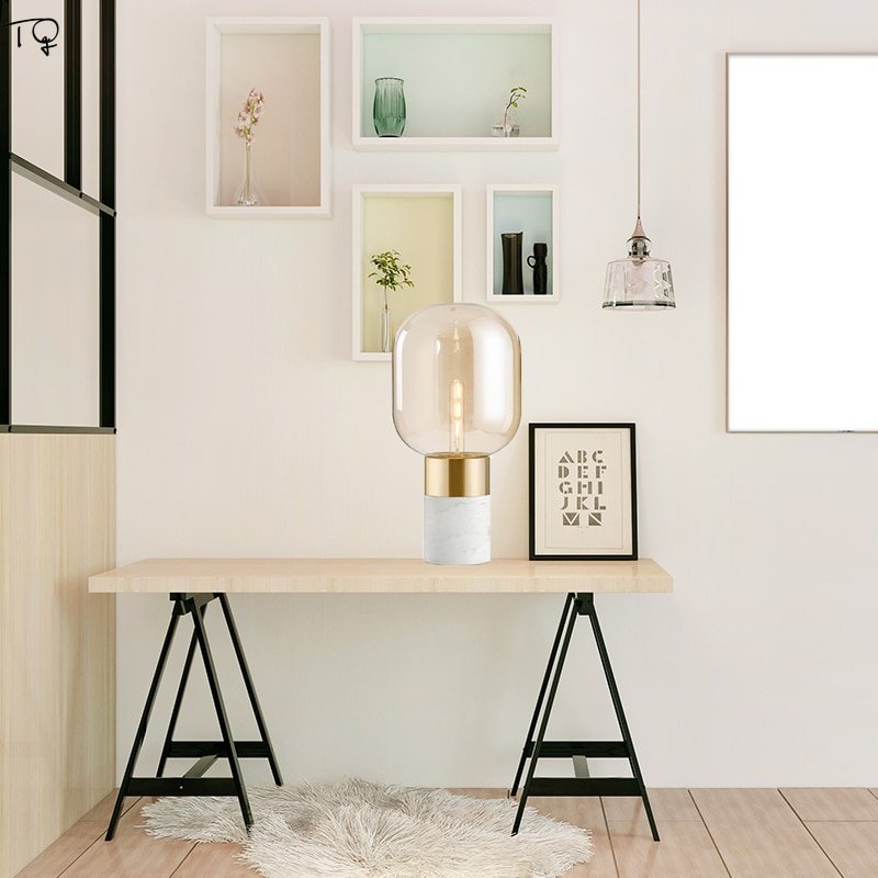 Nordic Post Modern Ins Luxury Led Glass Table Lamp Led Marble Light Art Decor Home Bedroom Bedside Living Room Study Cafe Studio 5
