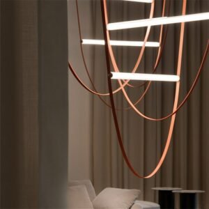 Italy scandinavian pendant light leather lamp Wireline Suspension postmodern designer restaurant staircase art pendant light 1