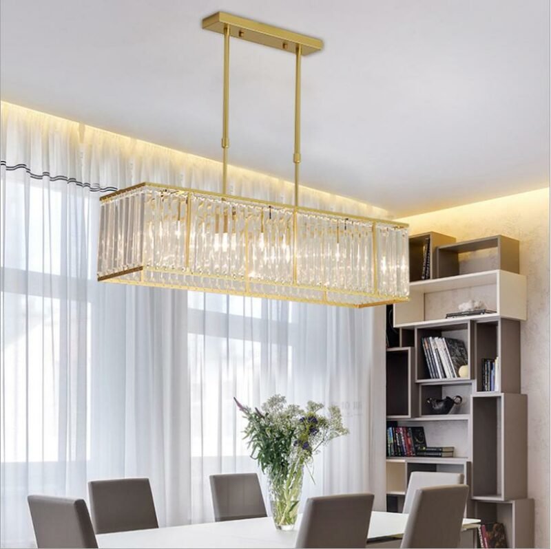 Modern  Luxury Square Pendant Lighting  Crystal Light Black Gold Living Room Bedroom Dining Study Room Hanging Lamp Decor Light 4