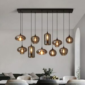 Retro glass pendant light Nordic restaurant Decorative lamps Creative living room pendant Lamp Simple bedside lamp LED E27 light 1