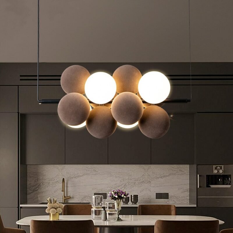 Wabi-sabi Nordic Glass Ball Chandelier for Dining Living Room Bedroom Kitchen Pendant Lamp Home Decor Design Aesthetic Fixture 2