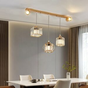 Pendant lamp Modern personality bar Dining room metal LED combination crystal chandelier Nordic bedroom living room lamps E27 1