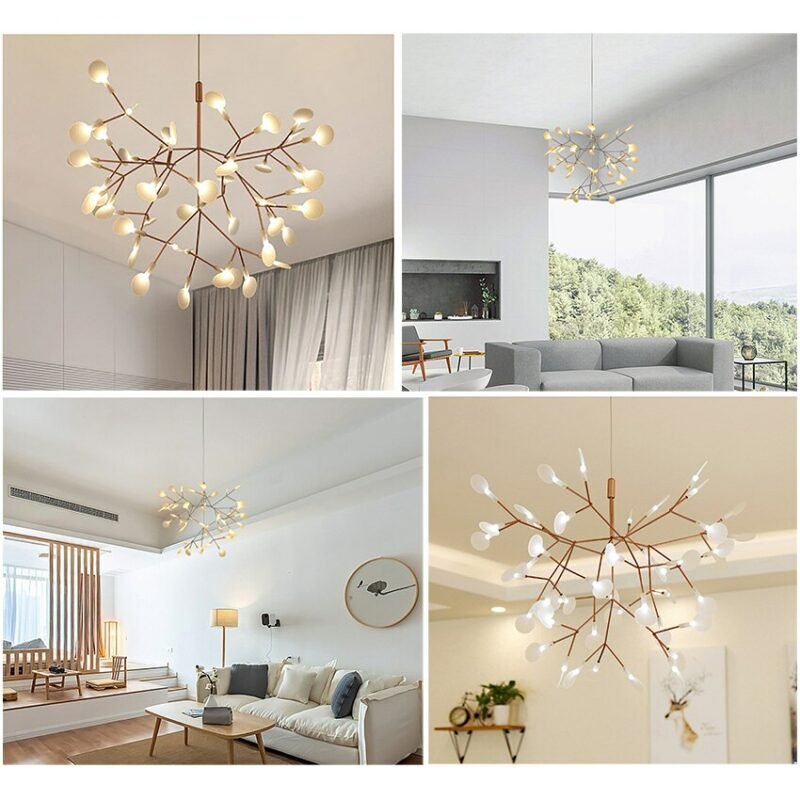 Nordic Tree Pendant Lamp Hanglight LED Chandelier for Hall Living Room Dinning Kitchen Ceiling Rattan Aesthetic Room Decorator 2
