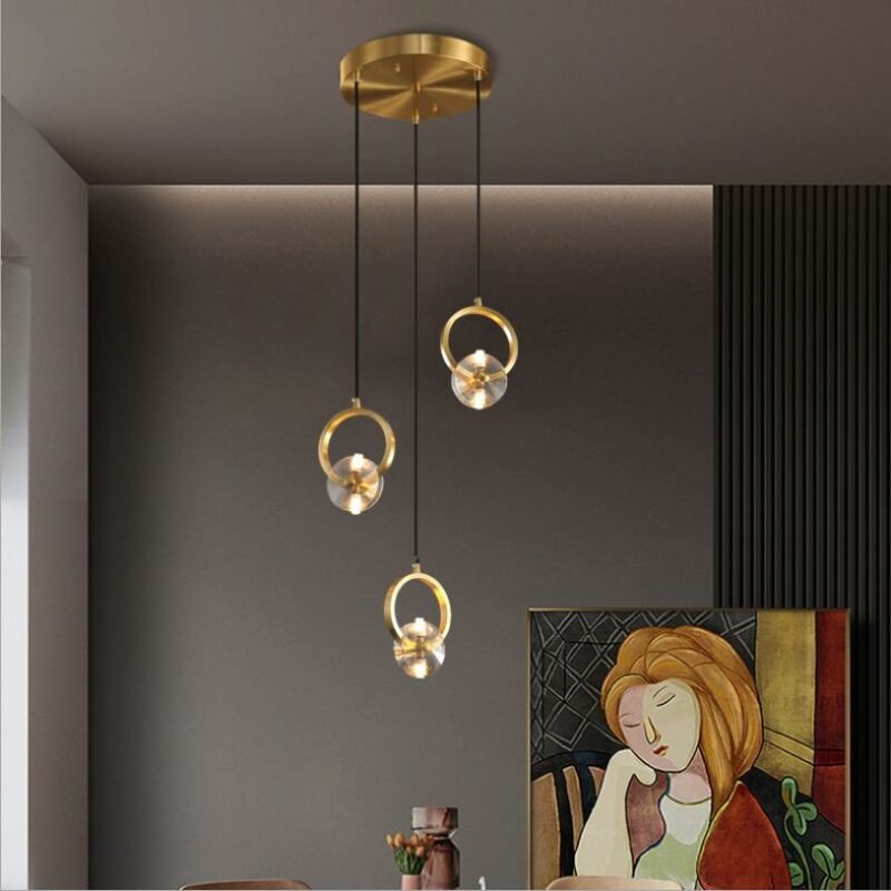 Nordic Copper Living Room Chandelier Lighting K9 Crystal Gold Hanging Lamp Modern Minimalis Decoration Ceiling Indoor Chandelier 5