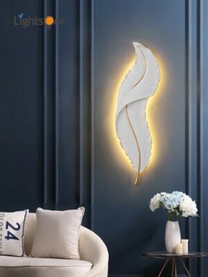 Bedroom bedside wall lamp simple living room background wall light decoration light luxury creative feather lamp 1