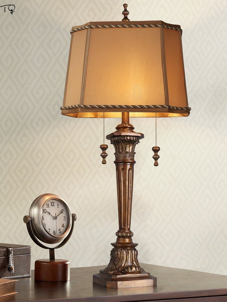 American Vintage Retro Classical Table Lamp LED E27 Resin Desk Lights Living/Model Room Bedroom Background Hotel Study Loft Cafe 5