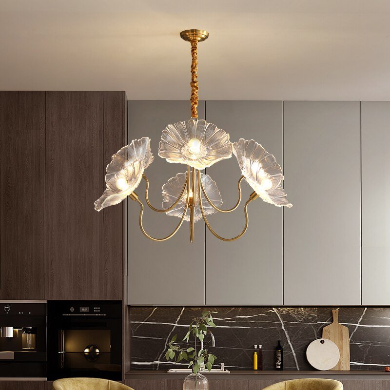 Light luxury style Nordic modern bedroom lamp creative flower personality simple dining room designer living room chandelier 3