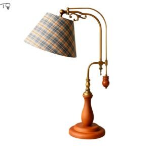American Retro Vintage British Grille Table Lamp LED Solid Wood Adjustable Decorative Desk Lights Bedroom Bedside Coffee Sofa 1