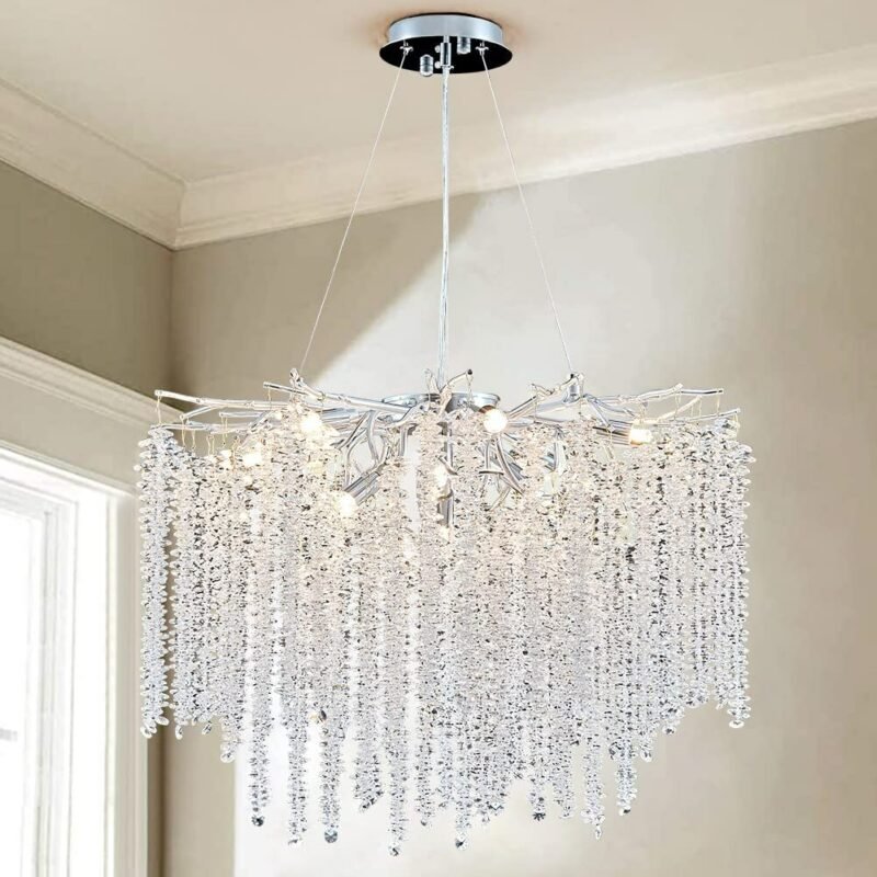 Luxury chrome plating Crystal Tree Branch Chandelier Pendant Lamp for Living Dining Room Hanging Lights Fixtures 4