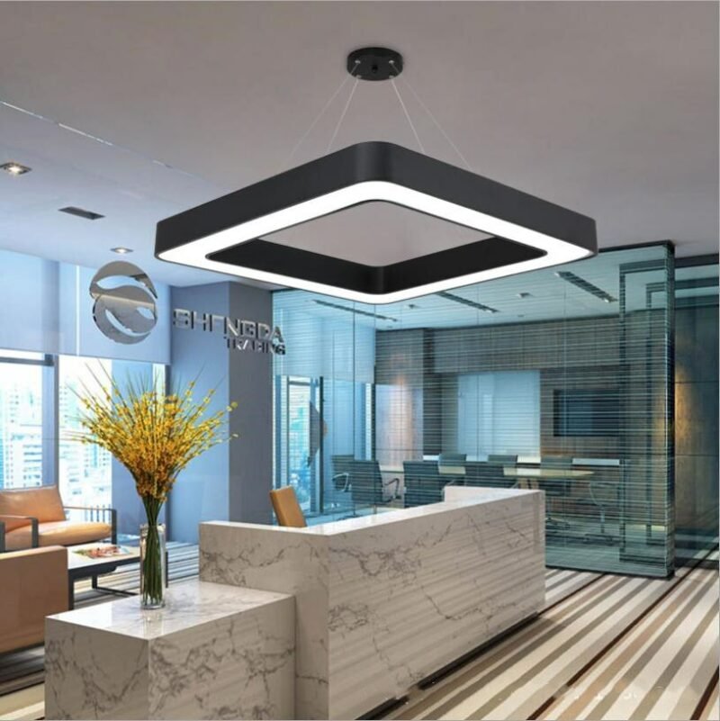 Led mouth shape Pendant Light For Conference Room Lighting Panel  Square Hollow Decoration  Hang Lamp For GYM Office Lights 3
