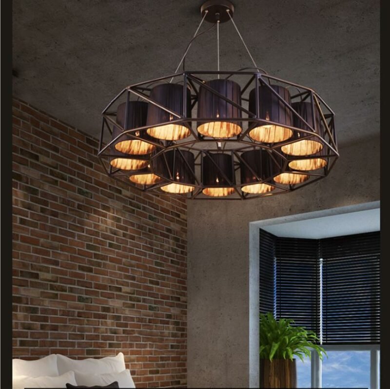 Loft industrial style restaurant cloth cover Pendant light For living Room American retro black hanging lamp For bar light 2