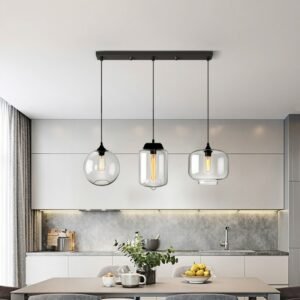 Retro Glass Pendant Light Nordic Dining room Pendant Lamp Creative Minimalist E27 Transparent Lampshade For Restaurant Light 1