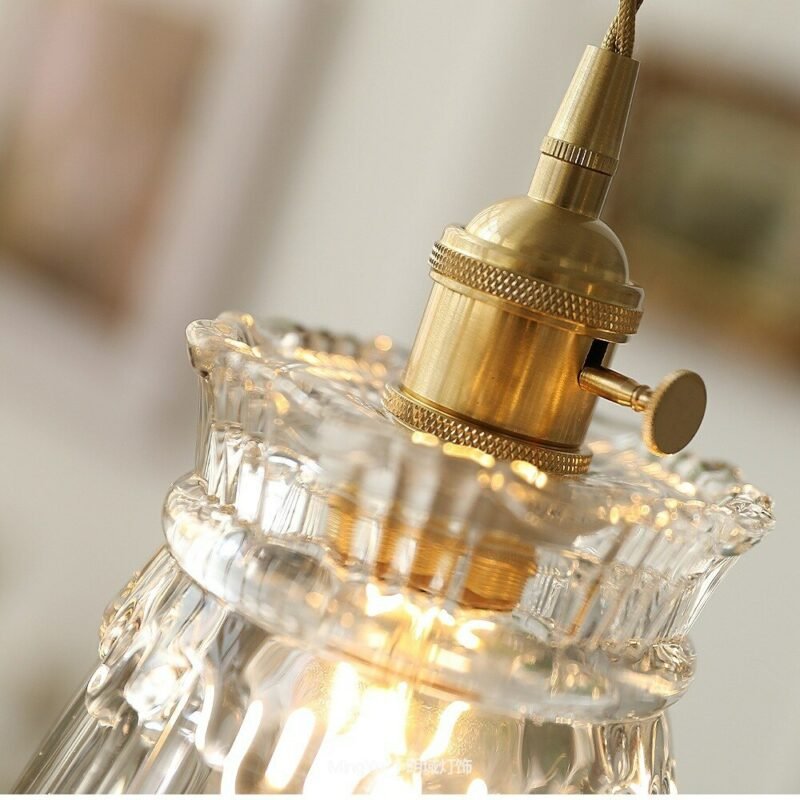 French Vintage Aesthetic Pendant Lamp for Bedside Living Room Dinning Kitchen Home Decoratives Glass Copper Lighting Appliance 5