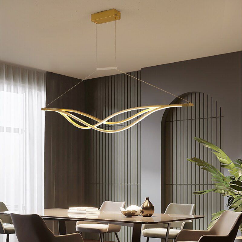 Gold Long Pendant Lights Dining Room Led Decorative Lamp Ceiling Hanging Kitchen For Bedroom LED Ceiling Chandelier 3