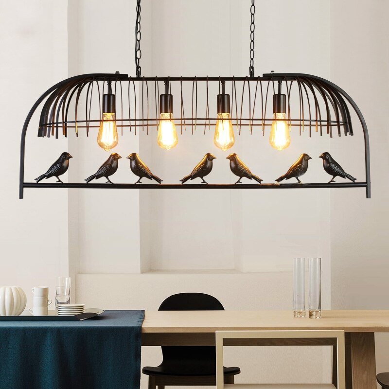 Retro Industrial style Bird cage Chandelier Wrought iron LED lamps  for restaurant dining room garden bar decorative light 3