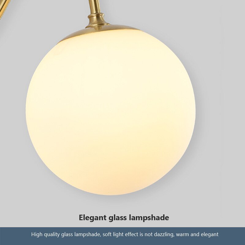 Wall lamp Nordic Golden Wall Lights With Milky/Clear Special Glass Round Ball Bedside Wall Lights In Bedroom 6