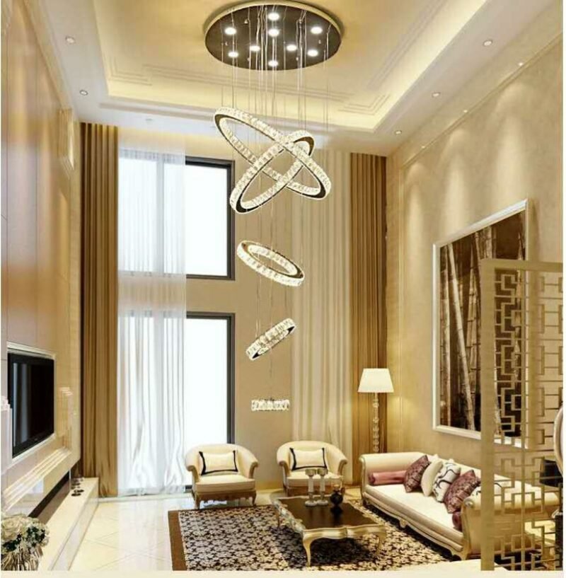 New LED O Round Ring  Chandelier Lighting  For Living Room Hanging lamp K9 Crystal Luxury Circle Lights Lamp For Villa Hotel 2