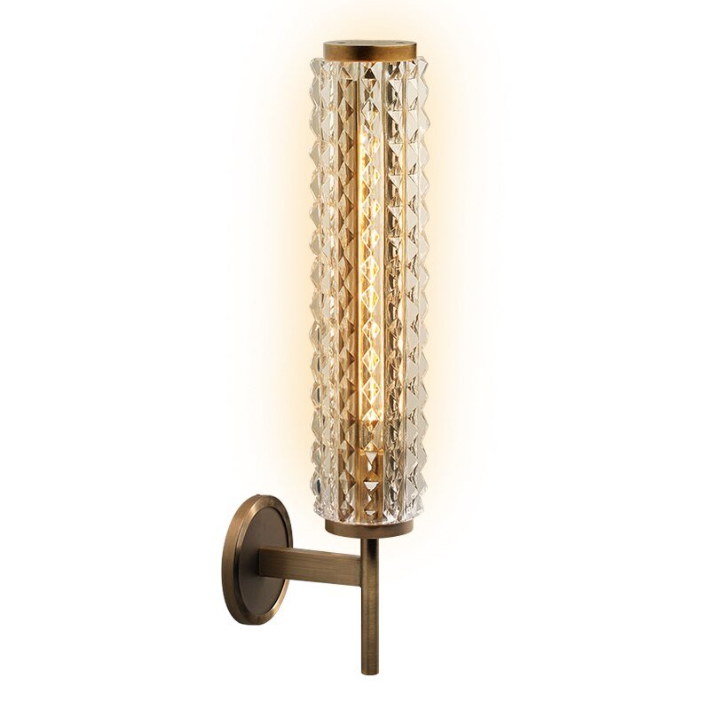 Postmodern copper wall lamp luxury crystal living room bathroom mirror headlight villa wall light 5