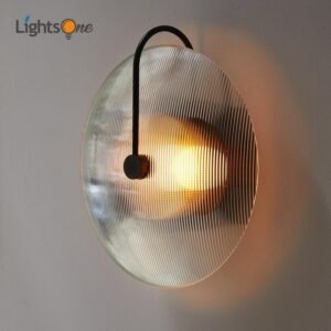 Nordic modern minimalist creative personality glass living room round bed bedroom aisle wall light model house wall lamp 1