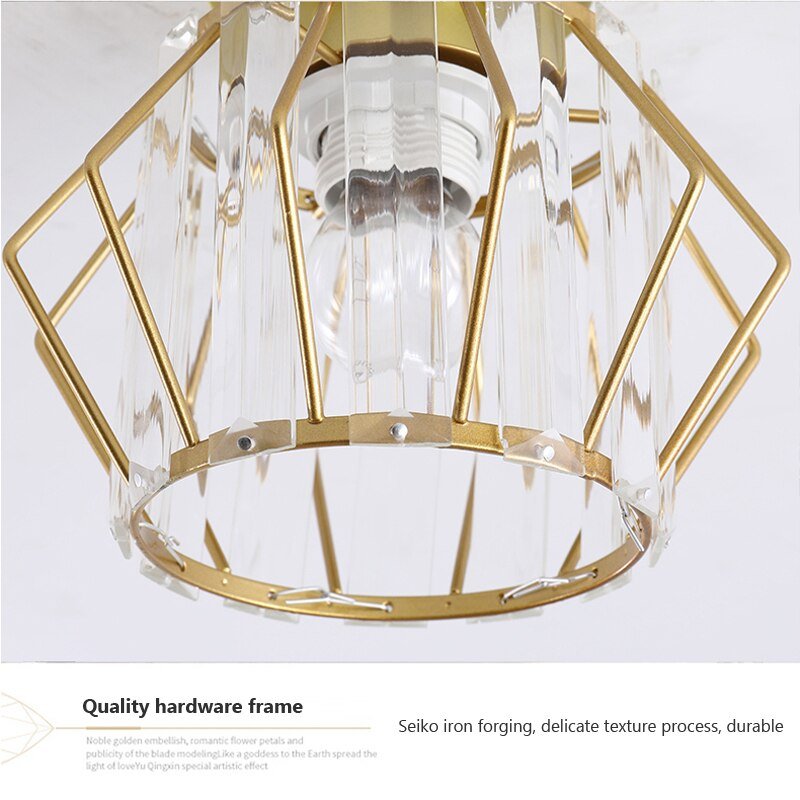 Nordic Ceiling Lights Crystal Lampshade Balck Gold Plafonnier Living Room Bedroom Modern Round Square Decorative Ceiling Lamp 6