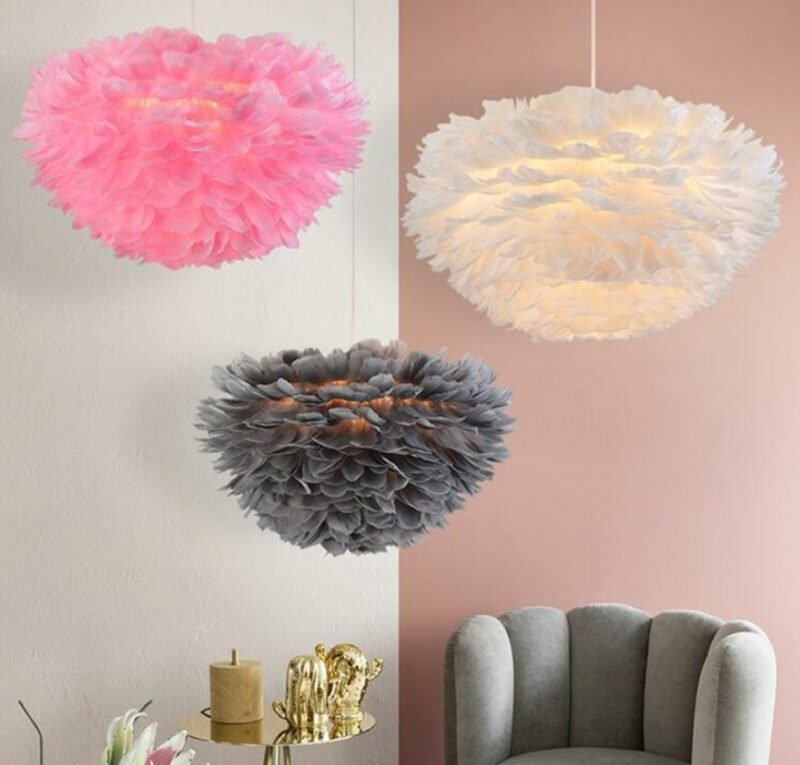 New FeatherPendant light for living room Nordic creative art warm and romantic hanging lamp For bedroom Children room   Fixtures 1