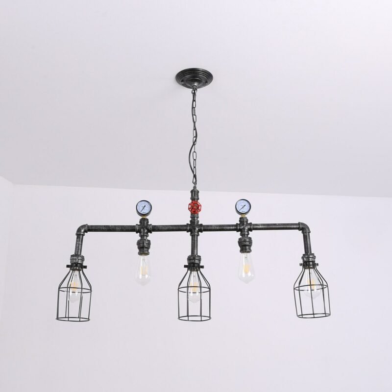 Industrial Style Loft  Country Water Pipe Pendant Lighting Retro Creative Personality Restaurant Bar Table Iron Cage Lamp Lights 4