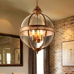 Creative personality vintage Restaurant Bar Cafe American living room pendant light wrought iron glass lampshade pendant lamp 1