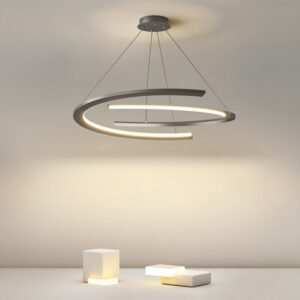 Modern Minimalist Atmosphere Led Pendant Light Black White Chandelier  Living Dining Room Circle Hanging Lamp Home Decor 1