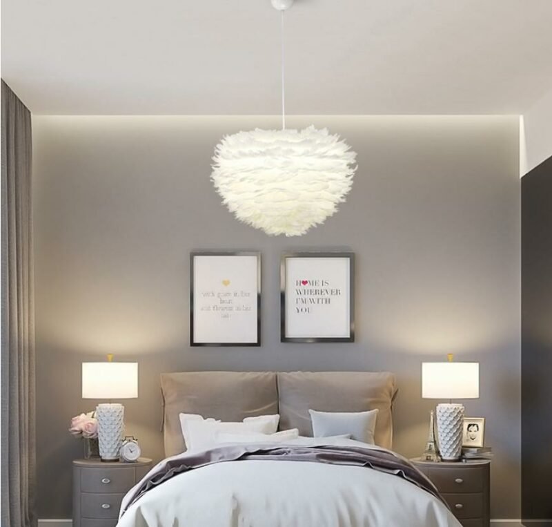New FeatherPendant light for living room Nordic creative art warm and romantic hanging lamp For bedroom Children room   Fixtures 2