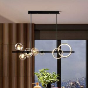 Nordic modern chandelier Led circle Black buble lamp for Home Kitchen Dining Living Room LED Interior Deco foyer chandelier 1