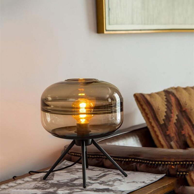 Nordic Japanese Style Vintage Table Lamp Modern Design Glass Tripod Desk Light for Living Room Bedroom Study Bedside Home Decor 3