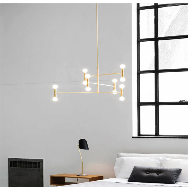 Minimalist Chandelier Lights Black Gold Adjustable Whirling Lamp Nordic Dining Living Room Hanging Lamp Indoor Decor Luminaire 5