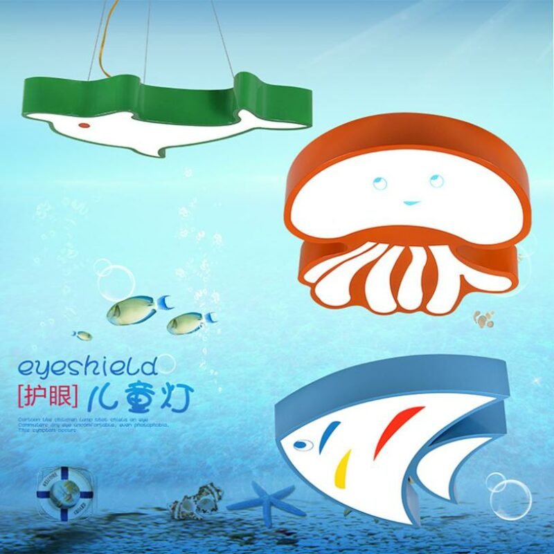 led creative cartoon chandelier For kindergarten decoration training playground swimming  dolphin jellyfish children chandelier 5