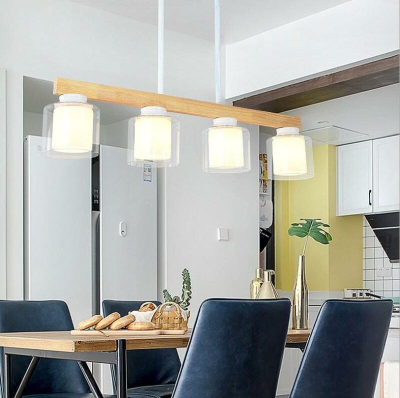 Nordic glass  wood chandelier lighting For Living Room Lights  White Classic  Dining Room  lamps  Restaurant Hanging Lamp Decor 3