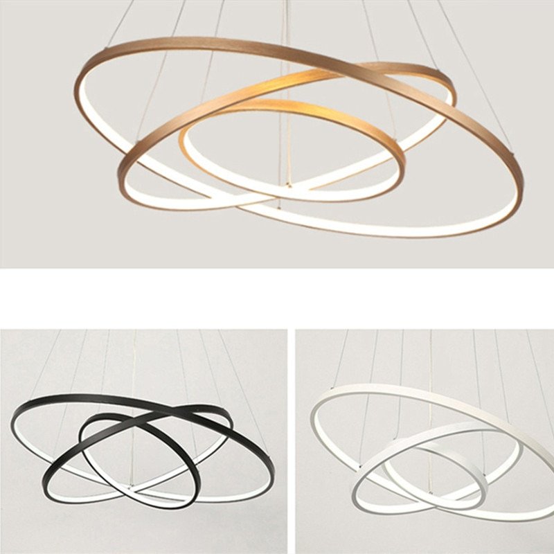 Modern Aluminum Circle Rings Chandelier LED White&Black&Gold Lustre For Living Dining Room Circular luminaria  Chandelier 1
