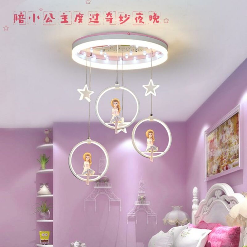 Children's room ceiling lamp  princess bedroom lamp Nordic style creative modern simple eye protection pink decorative Lamp 5