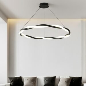 Minimalist Round Chandelier lights For Living Room Black White Chandelier Lamp For Dining Room Led Circular Design Pendant Lamp 1