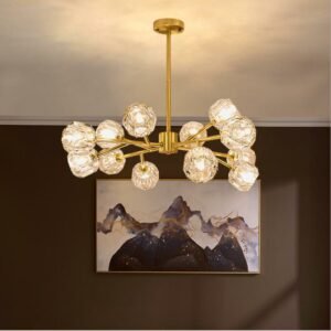 Modern luxury crystal  chandelier Lighting For Living Room Lights  full copper Lustre Hanging lamp For Restaurant  Lamp 1