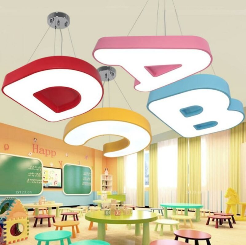 led colorful letter shape ceiling lamp creative classroom corridor school children's room bedroom kindergarten lamps 2